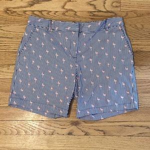 Izod Striped Casual Shorts with Flamingo Print